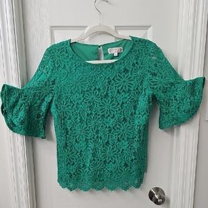 Nanette Lepore Teal Lace Blouse